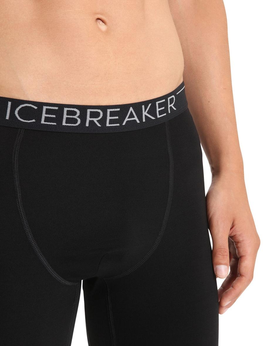 Black Men's Icebreaker 15.5 Merino Thermal Leggings | USA 1124PJJQ